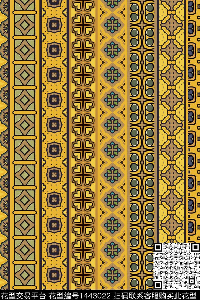 几何复古大牌风数码印花华亿平台下载（图片编号: 1443022） - 瓦栏（Walan）