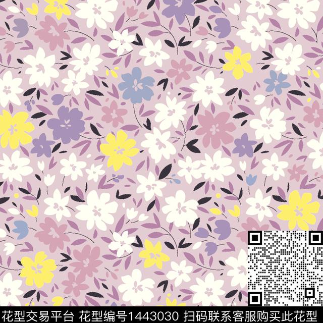 花卉满版散花传统华亿平台数码印花华亿平台下载（图片编号: 1443030） - 瓦栏（Walan）