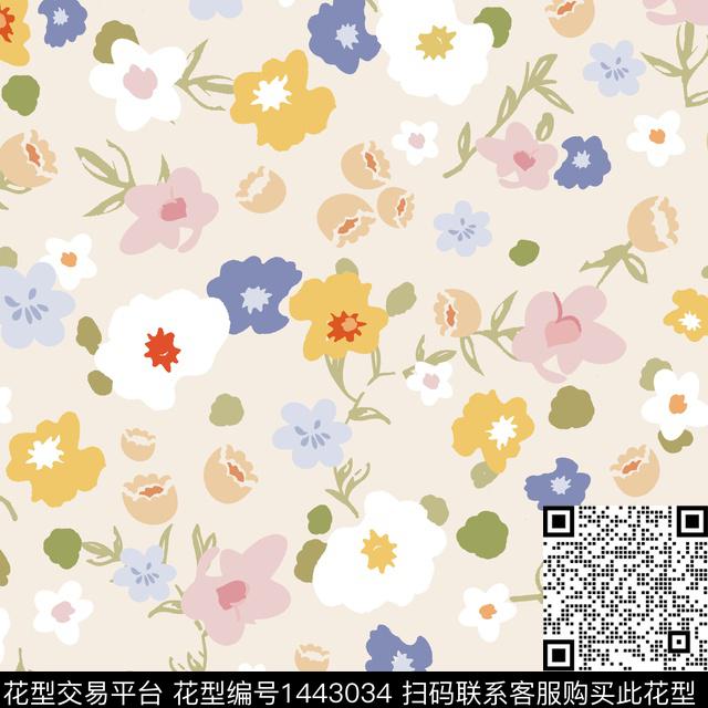 花卉满版散花传统华亿平台数码印花华亿平台下载（图片编号: 1443034） - 瓦栏（Walan）