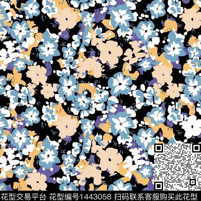 花卉满版散花小碎花传统印花华亿平台下载（图片编号: 1443058） - 瓦栏（Walan）