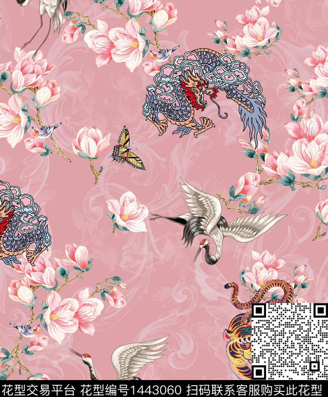 民族风花卉大牌风数码印花华亿平台下载（图片编号: 1443060） - 瓦栏（Walan）