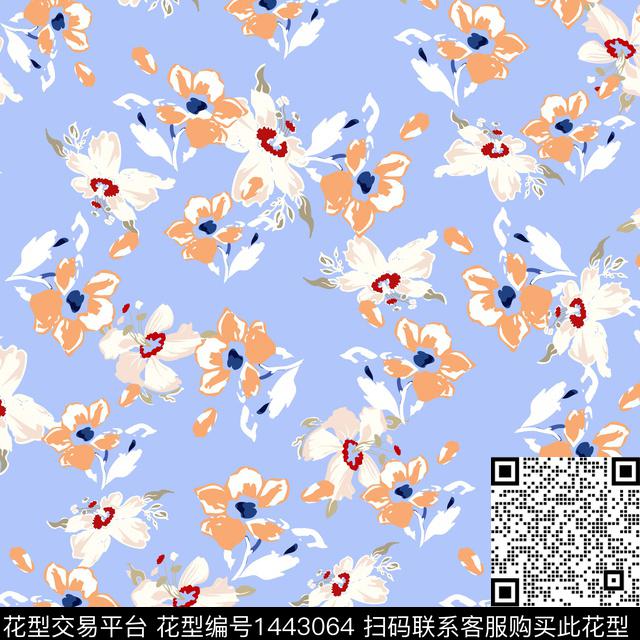 花卉满版散花小碎花传统印花华亿平台下载（图片编号: 1443064） - 瓦栏（Walan）