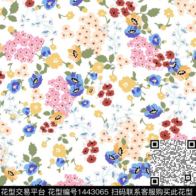 花卉满版散花小碎花传统印花华亿平台下载（图片编号: 1443065） - 瓦栏（Walan）