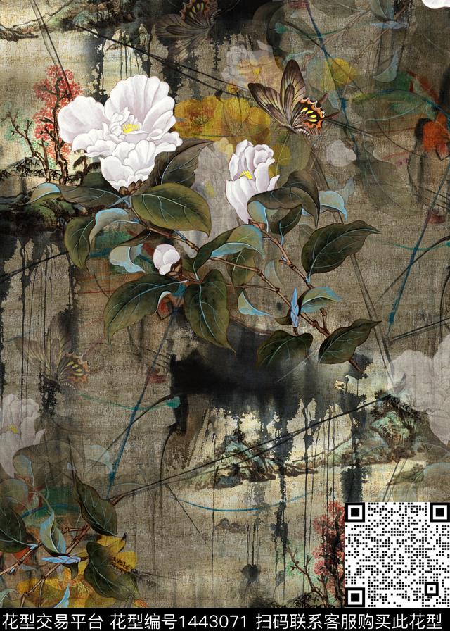 花鸟香云纱中老年数码印花华亿平台下载（图片编号: 1443071） - 瓦栏（Walan）