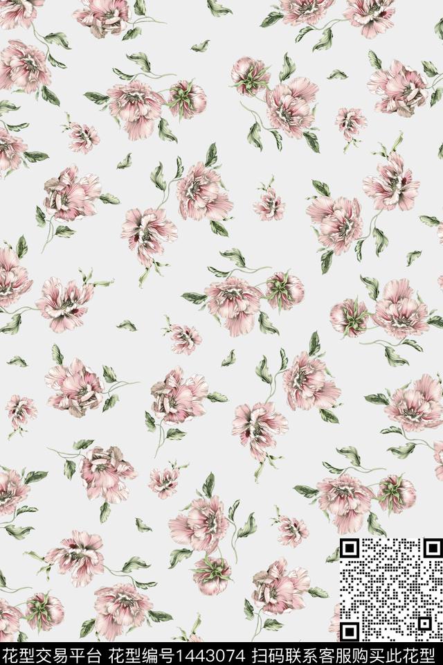 花卉满版散花小碎花传统印花华亿平台下载（图片编号: 1443074） - 瓦栏（Walan）