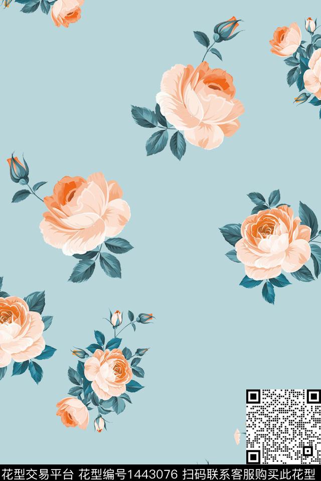 花卉满版散花小碎花传统印花华亿平台下载（图片编号: 1443076） - 瓦栏（Walan）