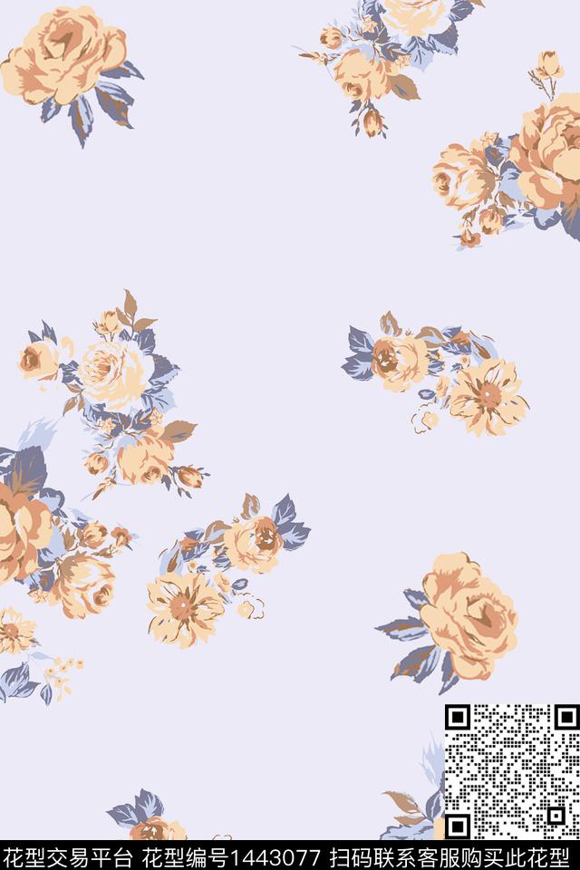 花卉满版散花小碎花传统印花华亿平台下载（图片编号: 1443077） - 瓦栏（Walan）