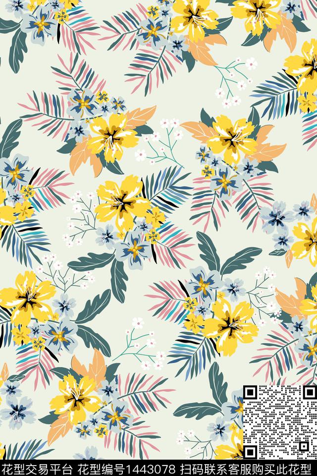 花卉满版散花小碎花传统印花华亿平台下载（图片编号: 1443078） - 瓦栏（Walan）