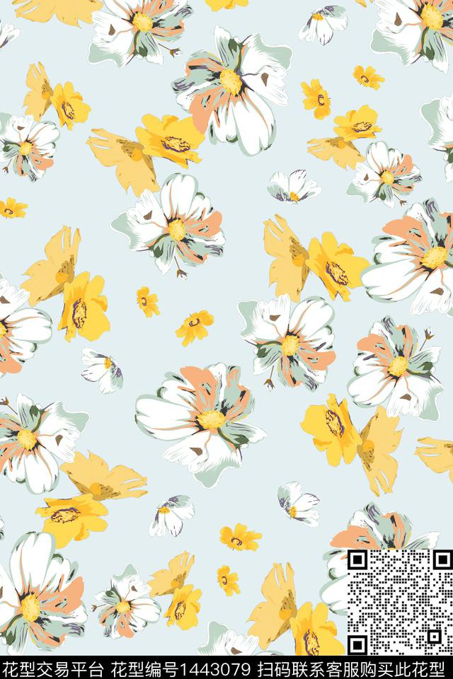 花卉满版散花小碎花传统印花华亿平台下载（图片编号: 1443079） - 瓦栏（Walan）