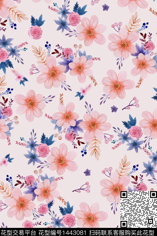 花卉满版散花小碎花传统印花华亿平台下载（图片编号: 1443081） - 瓦栏（Walan）