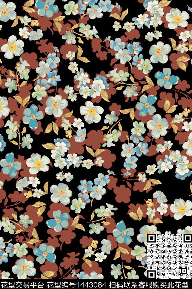 花卉满版散花小碎花传统印花华亿平台下载（图片编号: 1443084） - 瓦栏（Walan）