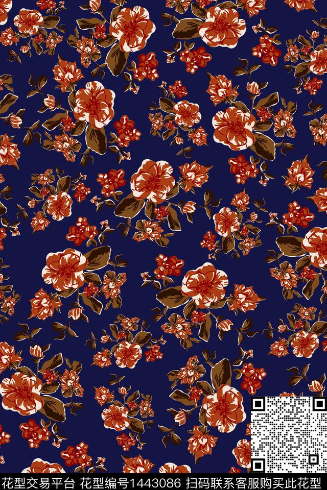 花卉满版散花小碎花传统印花华亿平台下载（图片编号: 1443086） - 瓦栏（Walan）