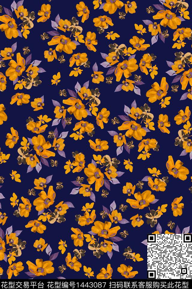 花卉满版散花小碎花传统印花华亿平台下载（图片编号: 1443087） - 瓦栏（Walan）