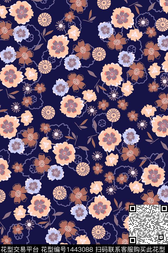 花卉满版散花小碎花传统印花华亿平台下载（图片编号: 1443088） - 瓦栏（Walan）