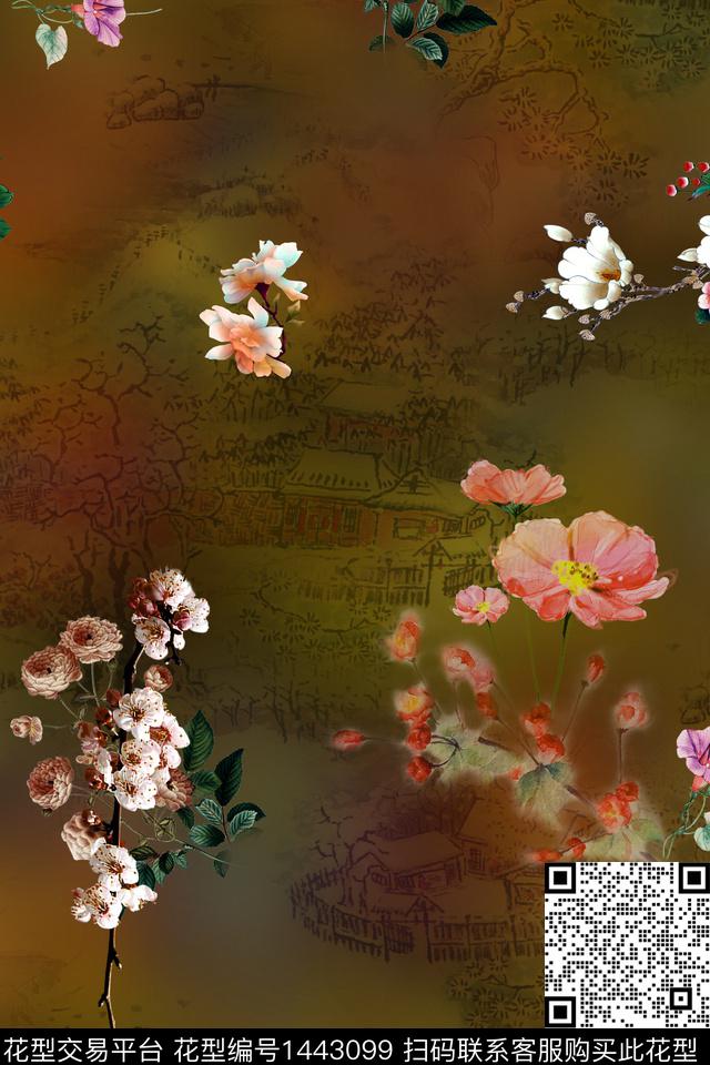 香云纱旗袍中国风数码印花华亿平台下载（图片编号: 1443099） - 瓦栏（Walan）