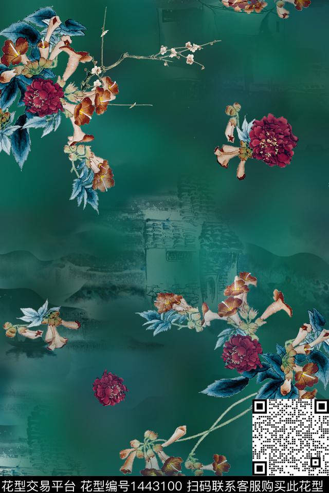 香云纱旗袍中国风数码印花华亿平台下载（图片编号: 1443100） - 瓦栏（Walan）