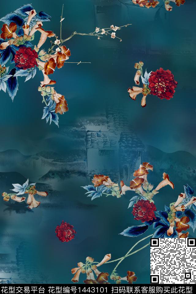 香云纱旗袍中国风数码印花华亿平台下载（图片编号: 1443101） - 瓦栏（Walan）