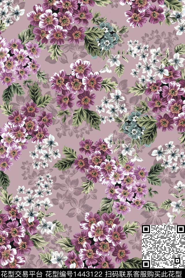 数码华亿平台花卉香云纱数码印花华亿平台下载（图片编号: 1443122） - 瓦栏（Walan）