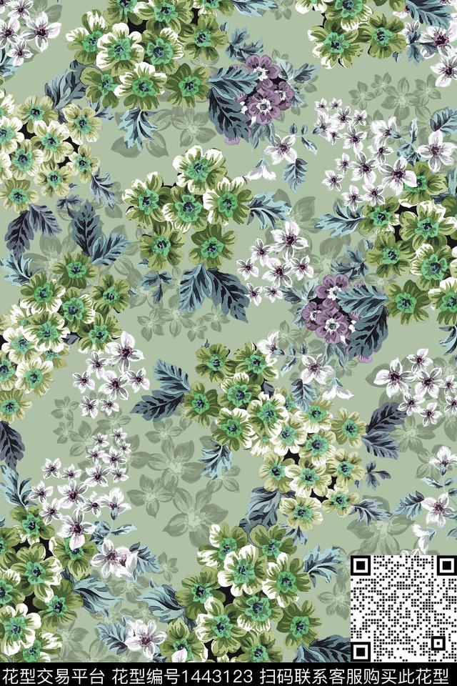 数码华亿平台花卉香云纱数码印花华亿平台下载（图片编号: 1443123） - 瓦栏（Walan）