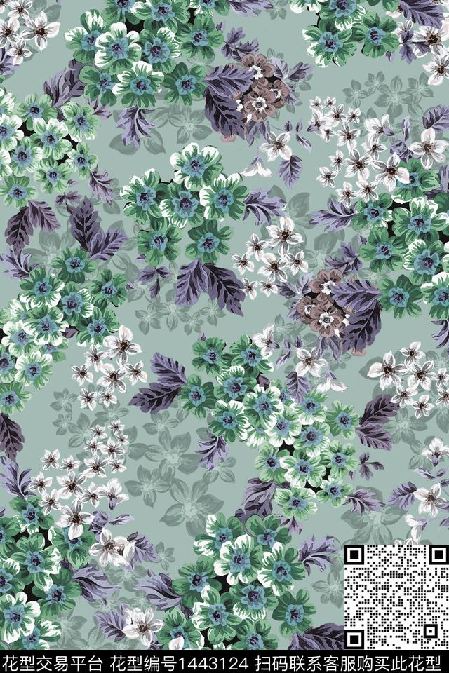 数码华亿平台花卉香云纱数码印花华亿平台下载（图片编号: 1443124） - 瓦栏（Walan）