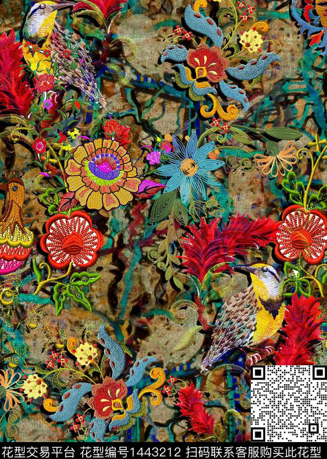 香云纱中老年中国风数码印花华亿平台下载（图片编号: 1443212） - 瓦栏（Walan）