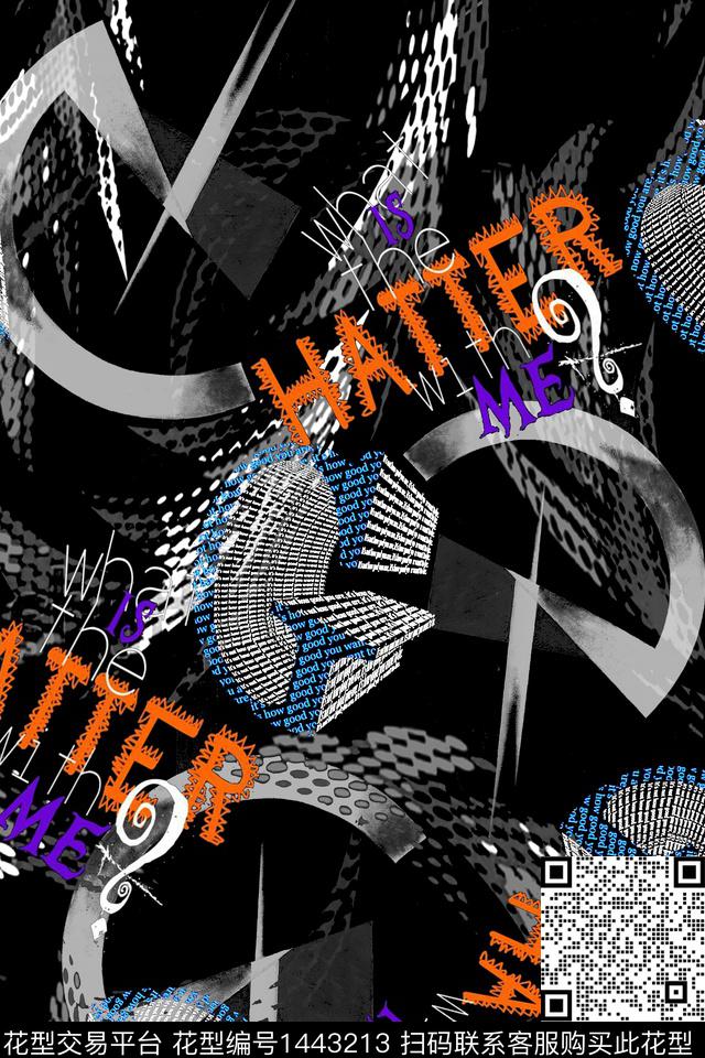 字母几何扎染华亿平台数码印花华亿平台下载（图片编号: 1443213） - 瓦栏（Walan）