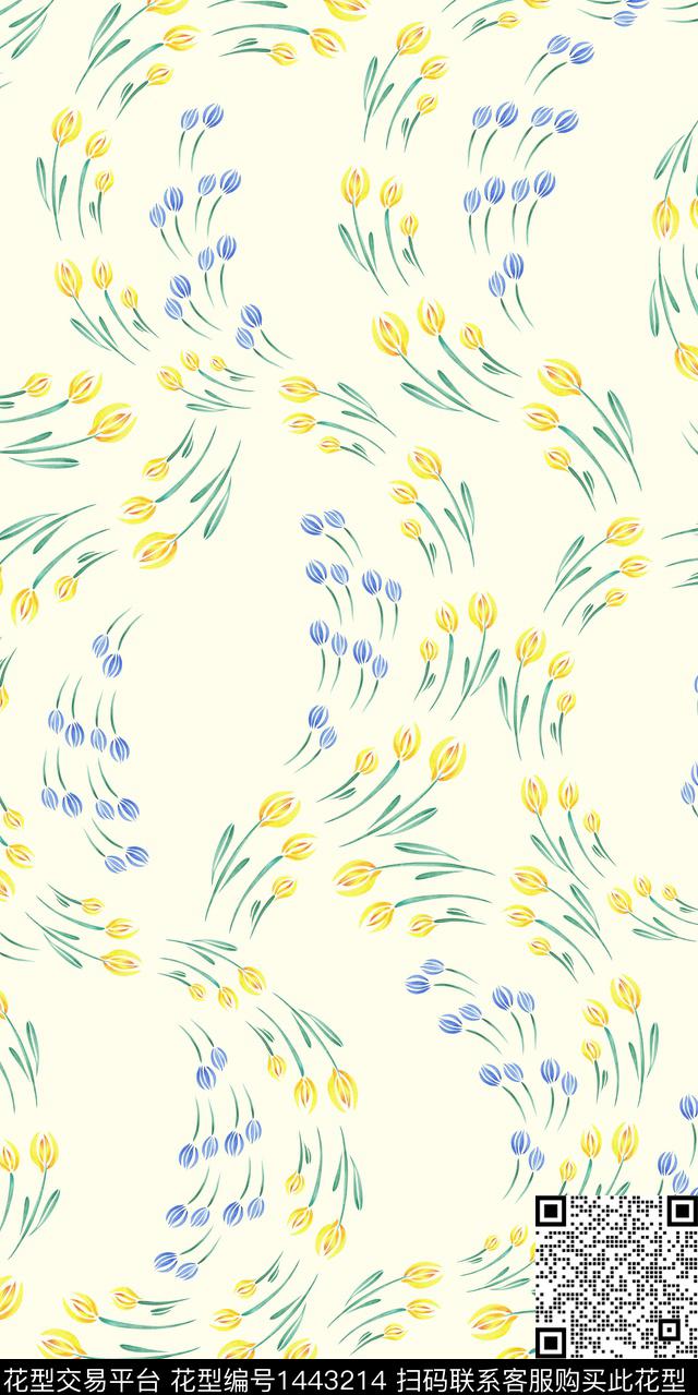 花卉满版散花小碎花传统印花华亿平台下载（图片编号: 1443214） - 瓦栏（Walan）