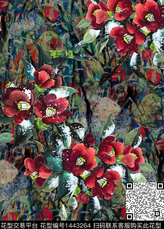 花卉香云纱中老年数码印花华亿平台下载（图片编号: 1443264） - 瓦栏（Walan）