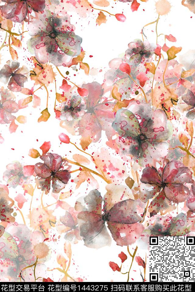 肌理花卉大牌风数码印花华亿平台下载（图片编号: 1443275） - 瓦栏（Walan）
