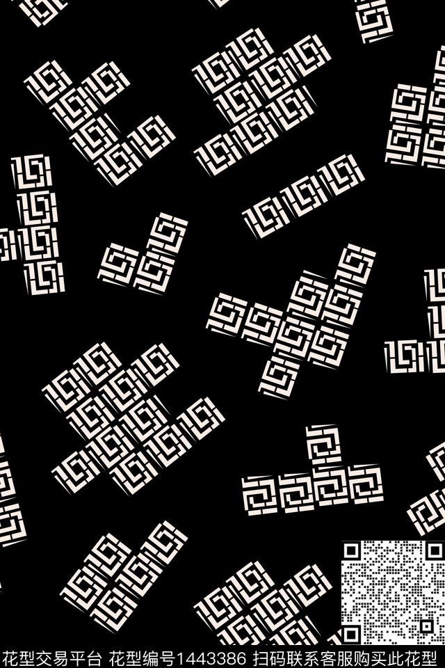 几何大牌风抽象传统印花华亿平台下载（图片编号: 1443386） - 瓦栏（Walan）