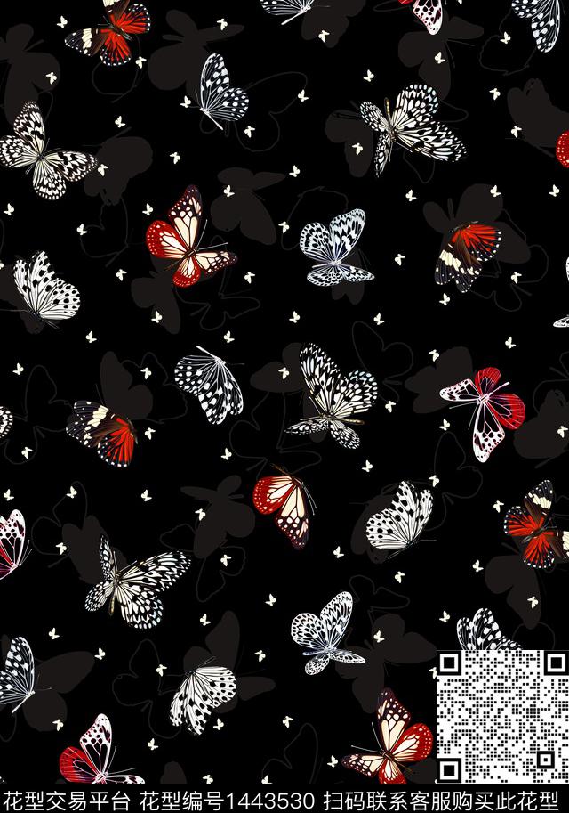 数码华亿平台秋冬华亿平台蝴蝶数码印花华亿平台下载（图片编号: 1443530） - 瓦栏（Walan）