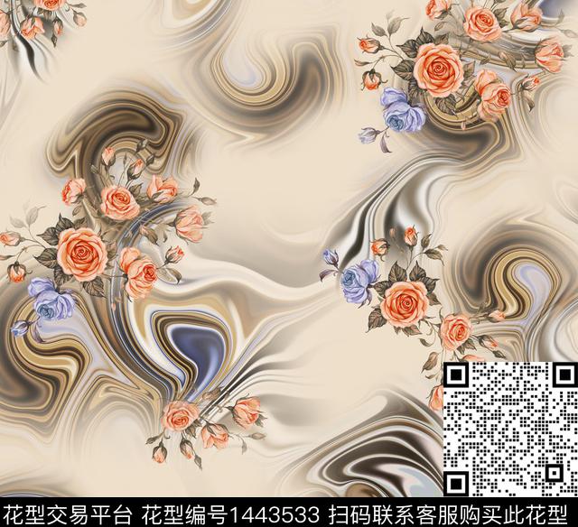 肌理花卉大牌风数码印花华亿平台下载（图片编号: 1443533） - 瓦栏（Walan）
