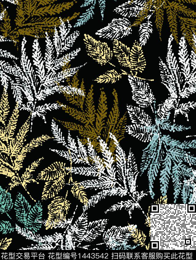 绿植树叶女装花卉数码印花华亿平台下载（图片编号: 1443542） - 瓦栏（Walan）