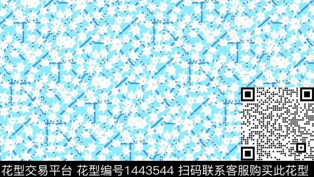几何线条花卉女装数码印花华亿平台下载（图片编号: 1443544） - 瓦栏（Walan）