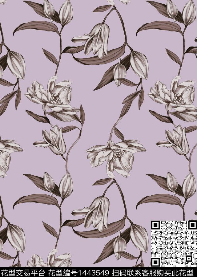 绿植树叶女装花卉数码印花华亿平台下载（图片编号: 1443549） - 瓦栏（Walan）