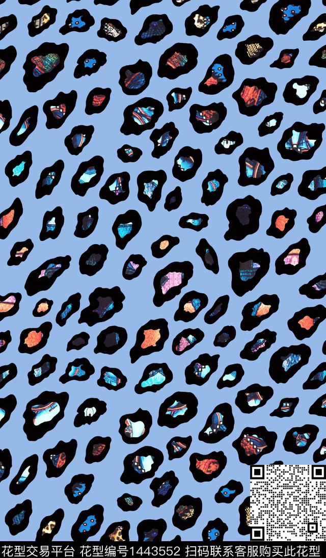 几何线条花卉女装数码印花华亿平台下载（图片编号: 1443552） - 瓦栏（Walan）