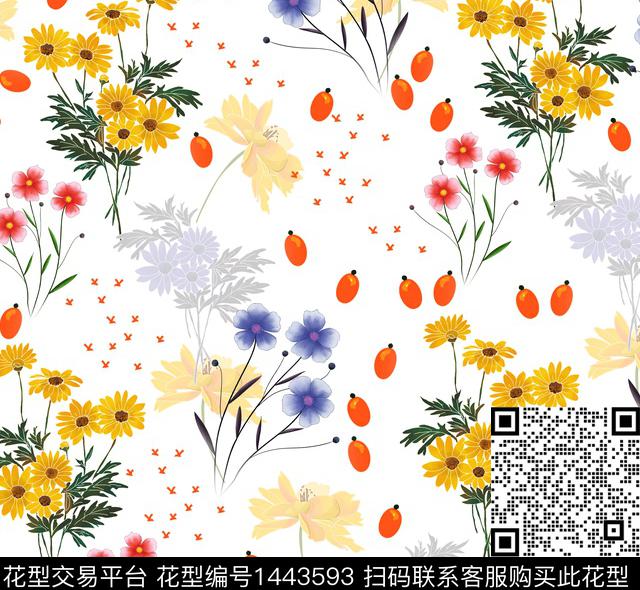 连衣裙女装花卉传统印花华亿平台下载（图片编号: 1443593） - 瓦栏（Walan）