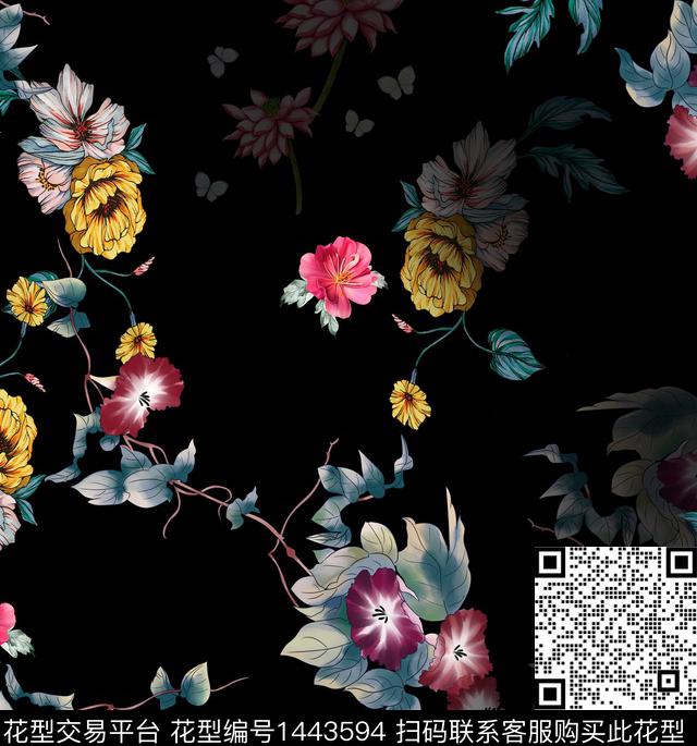 连衣裙女装花卉传统印花华亿平台下载（图片编号: 1443594） - 瓦栏（Walan）