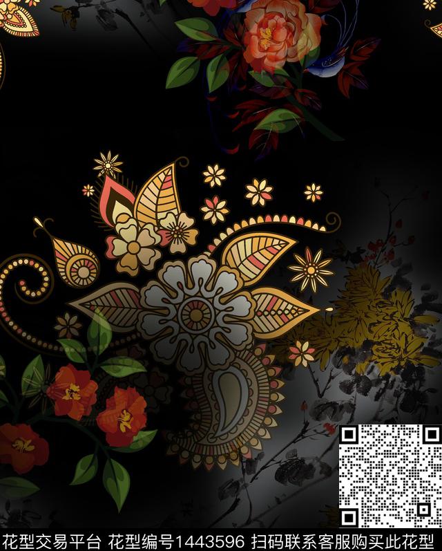 连衣裙女装花卉传统印花华亿平台下载（图片编号: 1443596） - 瓦栏（Walan）