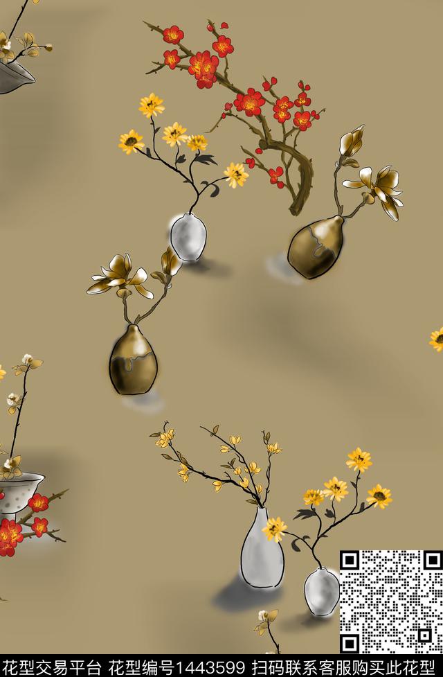 连衣裙女装花卉传统印花华亿平台下载（图片编号: 1443599） - 瓦栏（Walan）