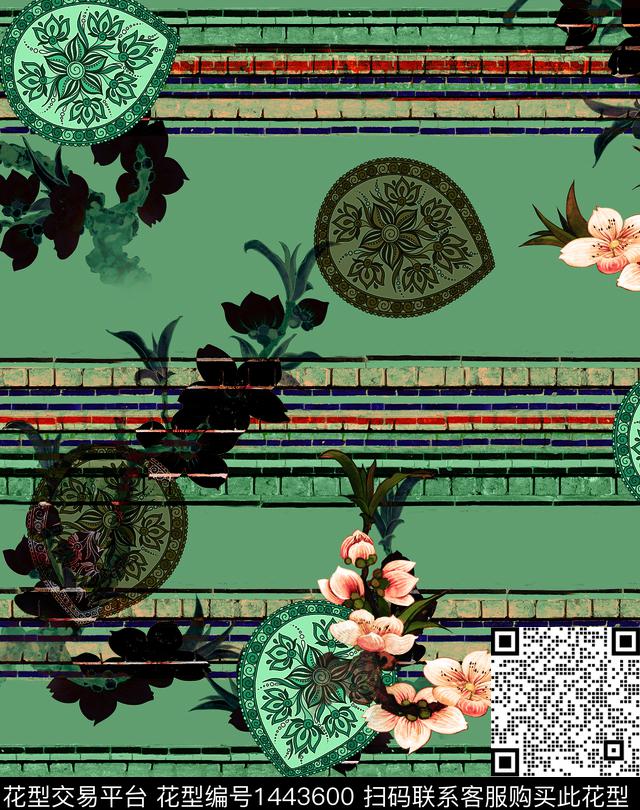 连衣裙女装花卉传统印花华亿平台下载（图片编号: 1443600） - 瓦栏（Walan）