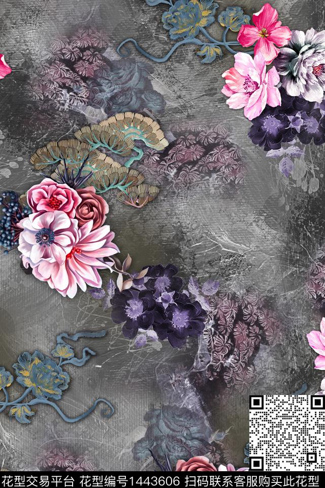 香云纱旗袍肌理底数码印花华亿平台下载（图片编号: 1443606） - 瓦栏（Walan）