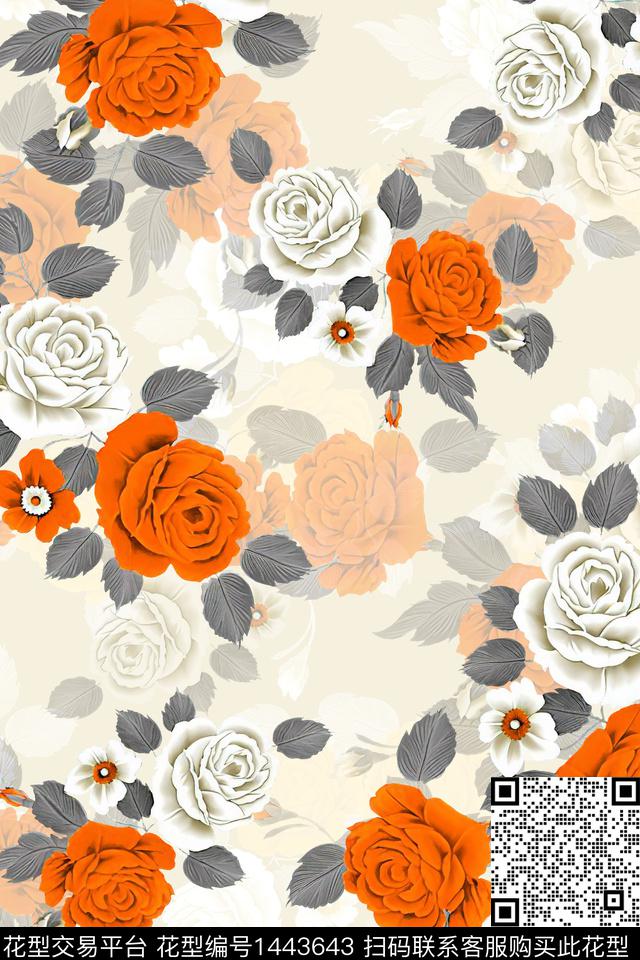 绿植树叶大牌风小清新数码印花华亿平台下载（图片编号: 1443643） - 瓦栏（Walan）