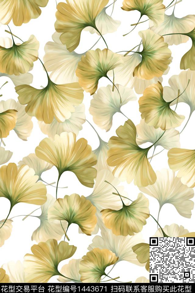 绿植树叶雪纺大牌风数码印花华亿平台下载（图片编号: 1443671） - 瓦栏（Walan）