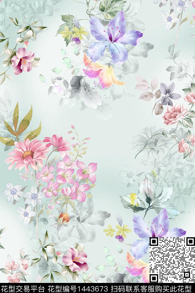时尚花卉小清新数码印花华亿平台下载（图片编号: 1443673） - 瓦栏（Walan）