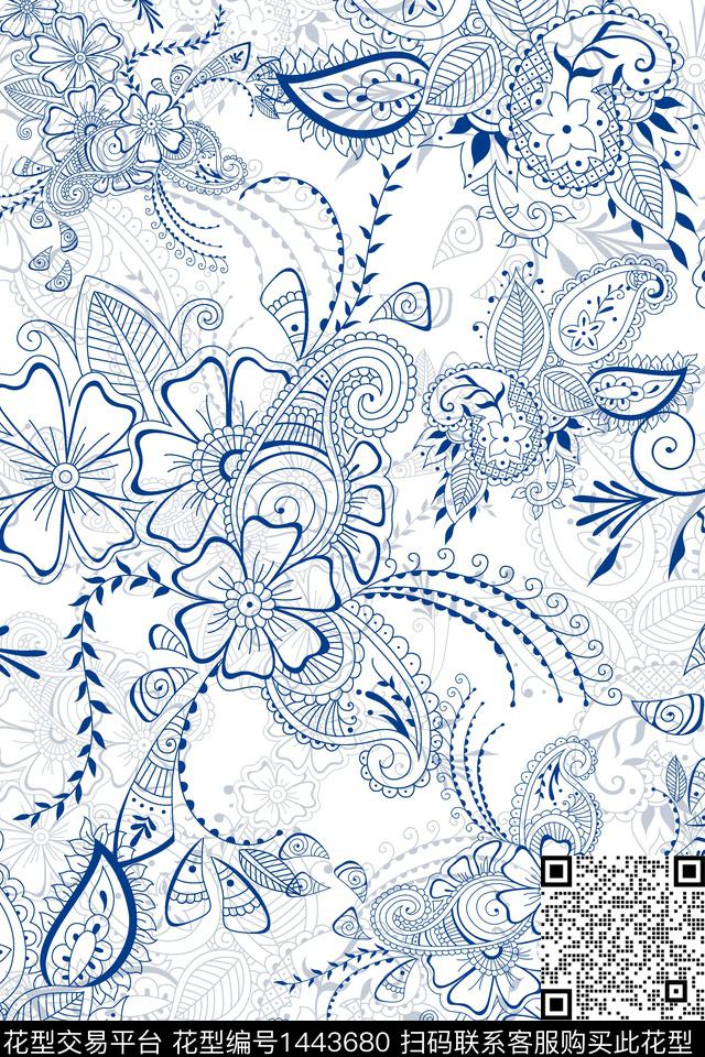 线条画几何传统纹样传统印花华亿平台下载（图片编号: 1443680） - 瓦栏（Walan）