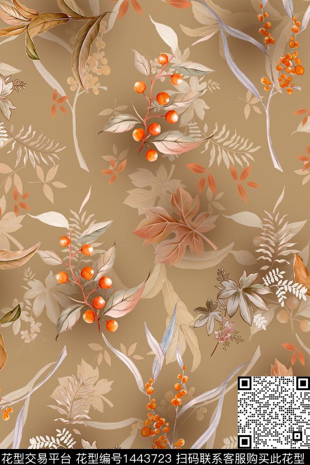 民族风花卉香云纱数码印花华亿平台下载（图片编号: 1443723） - 瓦栏（Walan）