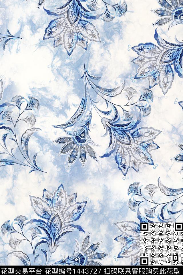 肌理佩斯利民族风数码印花华亿平台下载（图片编号: 1443727） - 瓦栏（Walan）