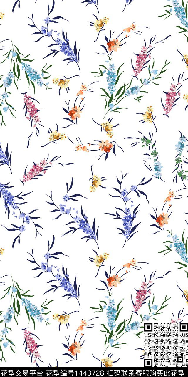 炫彩清爽底花卉花卉数码印花华亿平台下载（图片编号: 1443728） - 瓦栏（Walan）