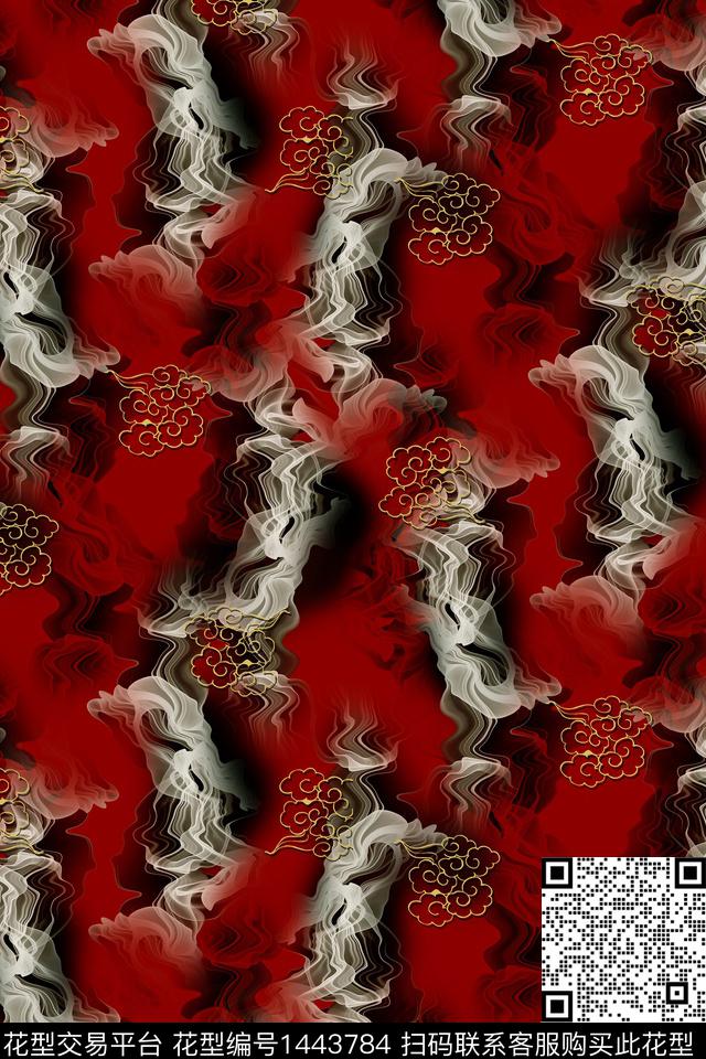 香云纱旗袍抽象数码印花华亿平台下载（图片编号: 1443784） - 瓦栏（Walan）